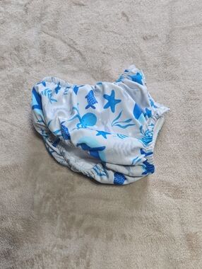 Toddlers Blue Sea Life Swim Diaper Cover with Elastic Waist